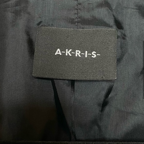 AKRIS Wool Blazer Jacket Striped Black Gray Preppy Layering Business Winter 12 - Picture 4 of 11